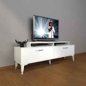 Decoraktiv Ekoflex 4 Slm Silver Parlak Beyaz Tv Sehpa Ünitesi