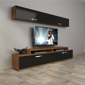 Decoraktiv Ekoflex 5 Slm Ceviz Siyah Tv Sehpa Ünitesi