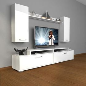 Decoraktiv Ekoflex 7 Slm Parlak Beyaz Tv Sehpa Ünitesi