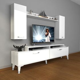Decoraktiv Ekoflex 7 Slm Silver Parlak Beyaz Tv Sehpa Ünitesi
