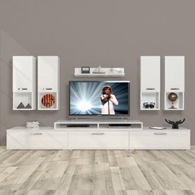 Decoraktiv Ekoflex 8DA Slm Parlak Beyaz Tv Sehpa Ünitesi