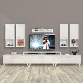 Decoraktiv Ekoflex 8DA Slm Retro Parlak Beyaz Tv Sehpa Ünitesi