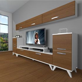 Decoraktiv Ekoflex 9 Slm Retro Beyaz Ceviz Tv Sehpa Ünitesi