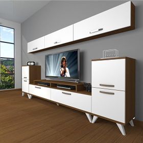 Decoraktiv Ekoflex 9 Slm Retro Beyaz Ceviz Tv Sehpa Ünitesi