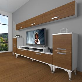 Decoraktiv Ekoflex 9 Slm Silver Beyaz Ceviz Tv Sehpa Ünitesi