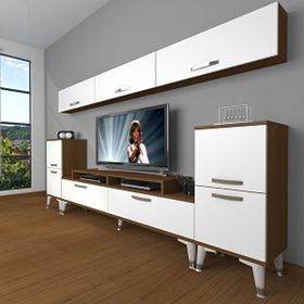 Decoraktiv Ekoflex 9 Slm Silver Beyaz Ceviz Tv Sehpa Ünitesi