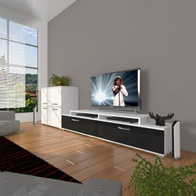 Decoraktiv Ekoflex On Slm Beyaz Siyah Tv Sehpa Ünitesi