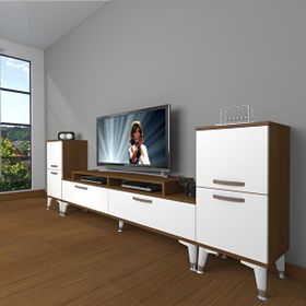 Decoraktiv Ekoflex ON2 Slm Silver Ceviz Beyaz Tv Sehpa Ünitesi