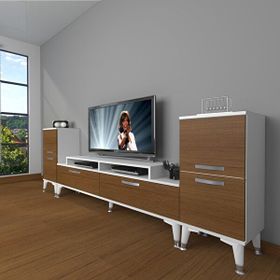 Decoraktiv Ekoflex ON2 Slm Silver Ceviz Beyaz Tv Sehpa Ünitesi