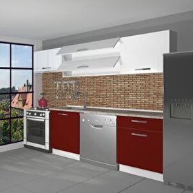 Decoraktiv Elite 220 Bordo Beyaz Hazır Mutfak Dolabı