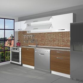 Decoraktiv Elite 220 Ceviz Beyaz Hazır Mutfak Dolabı