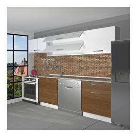 Decoraktiv Elite 220 Ceviz Beyaz Hazır Mutfak Dolabı