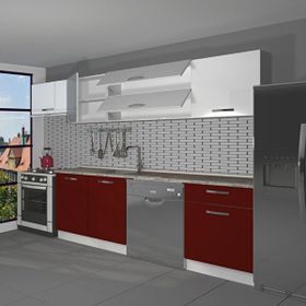 Decoraktiv Elite 280 Y Bordo Beyaz Hazır Mutfak Dolabı