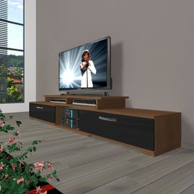 Decoraktiv Flex 130 MDF Ceviz Siyah Tv Ünitesi
