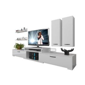Decoraktiv Flex 5D MDF Parlak Beyaz Tv Ünitesi