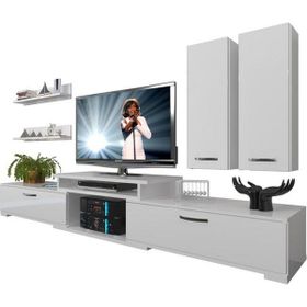 Decoraktiv Flex 5D MDF Parlak Beyaz Tv Ünitesi