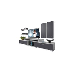 Decoraktiv Flex 5D130 Beyaz Antrasit Mdf Tv Ünitesi