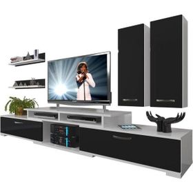Decoraktiv Flex 5D130 MDF Beyaz Siyah Tv Ünitesi