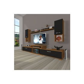Decoraktiv Flex 5da Slm Ceviz Siyah Tv Ünitesi