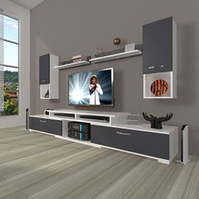 Decoraktiv Flex 5DA130 Mdf Beyaz Antrasit Tv Sehpa Ünitesi