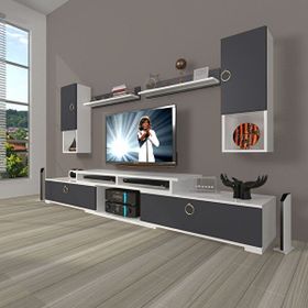 Decoraktiv Flex 5DA130 Mdf Gold Beyaz Antrasit Tv Sehpa Ünitesi