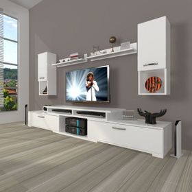 Decoraktiv Flex 5DA130 Mdf Parlak Beyaz Tv Sehpa Ünitesi