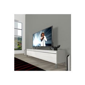 Decoraktiv Parlak Beyaz Eko 140 T Mdf Krom Ayaklı Tv Ünitesi