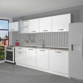 Decoraktiv Smart 280 cm Parlak Beyaz Hazır Mutfak Dolabı