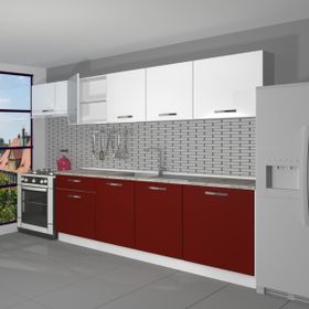 Decoraktiv Smart 280 cm Parlak Beyaz Hazır Mutfak Dolabı
