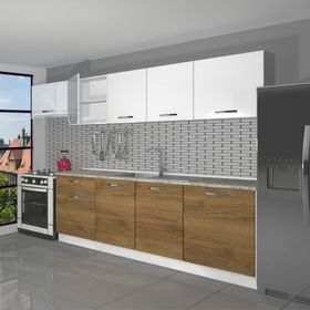 Decoraktiv Smart 280 cm Parlak Beyaz Hazır Mutfak Dolabı