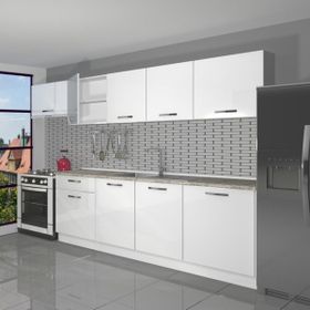 Decoraktiv Smart 280 cm Parlak Beyaz Hazır Mutfak Dolabı