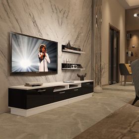Decoraktiv Trendstyle 220R Mdf Beyaz Siyah Tv Sehpa Ünitesi