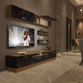 Decoraktiv Trendstyle 5220 Pera Siyah Mermer MDF Tv Ünitesi