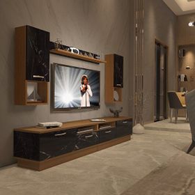 Decoraktiv Trendstyle 5220DA Ceviz-Siyah Mermer MDF Tv Ünitesi