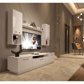 Decoraktiv Trendstyle 5da Parlak Beyaz Slm Tv Ünitesi Tv Sehpası