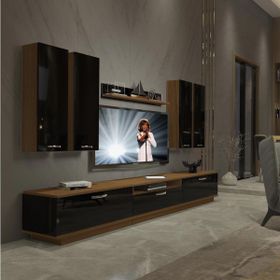 Decoraktiv Trendstyle 8d Ceviz Siyah Slm Tv Ünitesi Tv Sehpası