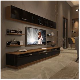 Decoraktiv Trendstyle 8y Slm Ceviz Siyah Tv Ünitesi
