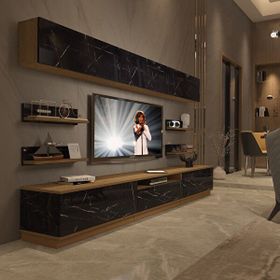 Decoraktiv Trendstyle 8YS Pera Siyah Mermer MDF Tv Ünitesi