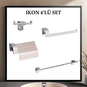 Decordem Banora Ikon Krom 4'lü Premium Lux Banyo Seti