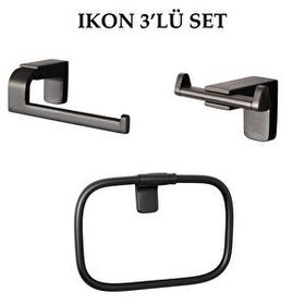 Decordem Banora Ikon Siyah 3'lü Premium Banyo Seti