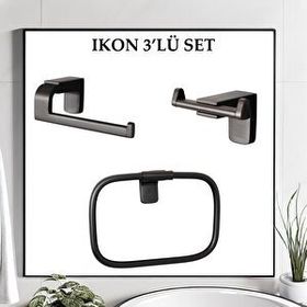Decordem Banora Ikon Siyah 3'lü Premium Banyo Seti