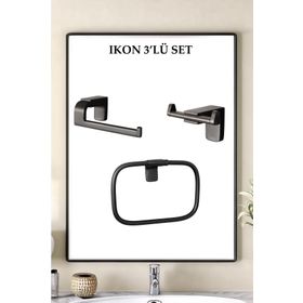 Decordem Banora Ikon Siyah 3'lü Premium Banyo Seti