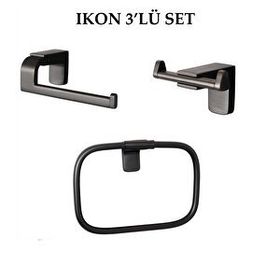 Decordem Banora Ikon Siyah 3'lü Premium Banyo Seti