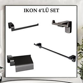 Decordem Banora Ikon Siyah 4'lü Premium Lux Banyo Seti