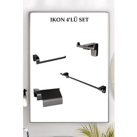 Decordem Banora Ikon Siyah 4'lü Premium Lux Banyo Seti