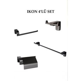 Decordem Banora Ikon Siyah 4'lü Premium Lux Banyo Seti