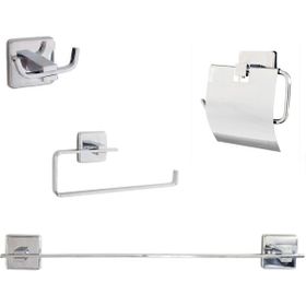 Decordem Banora Infinity 4'lü Pirinç Paslanmaz Krom Premium Lüx Banyo Seti