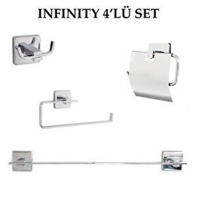 Decordem Banora Infinity 4'lü Pirinç Paslanmaz Krom Premium Lüx Banyo Seti