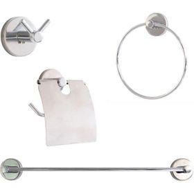 Decordem Banora Runa Paslanmaz Metal Krom 4'lü Banyo Seti