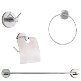 Decordem Banora Runa Paslanmaz Metal Krom 4'lü Banyo Seti